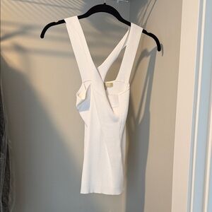 Lauren James White Ribbed Cross-Back Tank